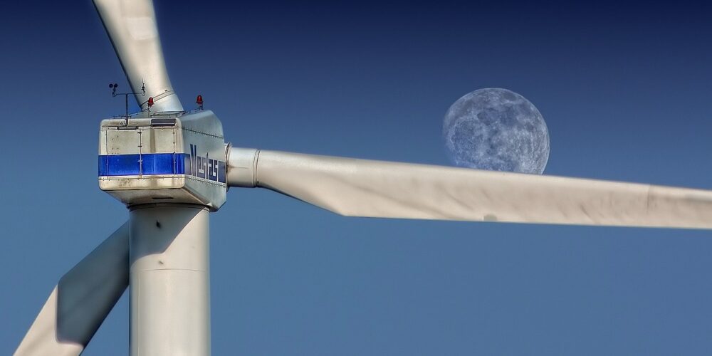 windmill, sky, moon